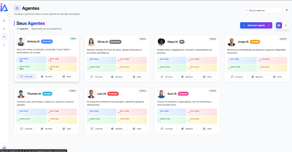 Agentes analíticos autônomos que tomam ações por você.